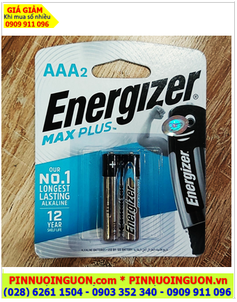 Energizer EP92RP2T Max Plus; Pin AAA 1.5v Energizer EP92RP2T (LR03) tuổi thọ 12 năm /Loại vỉ 2viên